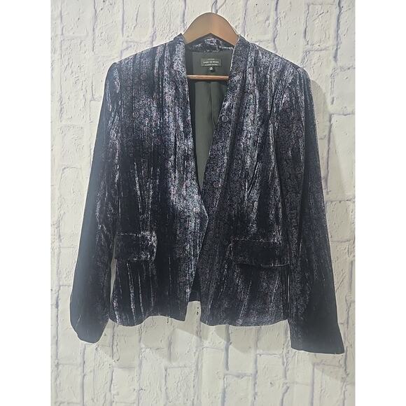 Lucky Brand Jackets & Blazers - Lucky Brand Women Purple Floral Burnout Crushed Velvet Blazer Jacket Medium